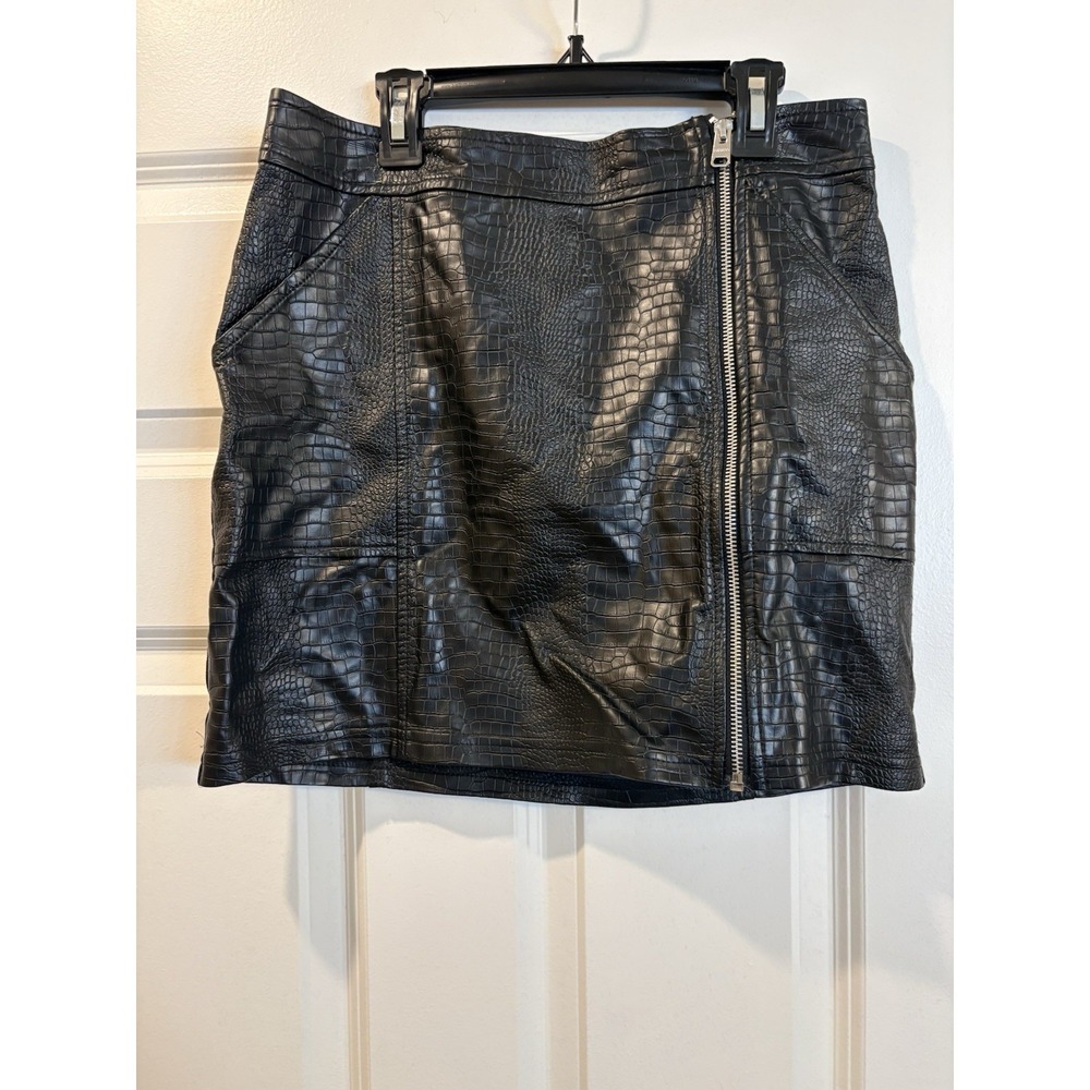 Express Women's Faux Black Leather Mini Skirt, Size 8